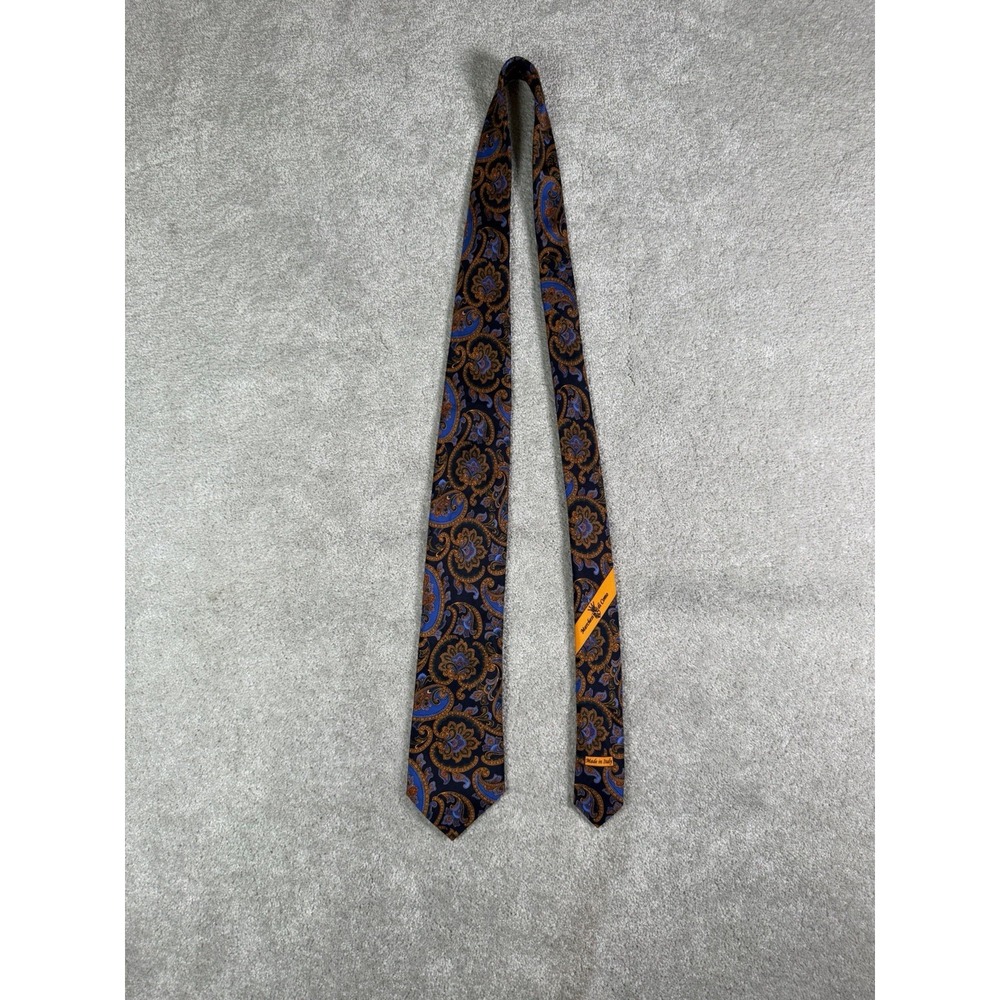 Marchesi di Como Tie Mens 100% Silk Made in Italy Blue Brown Paisley Necktie